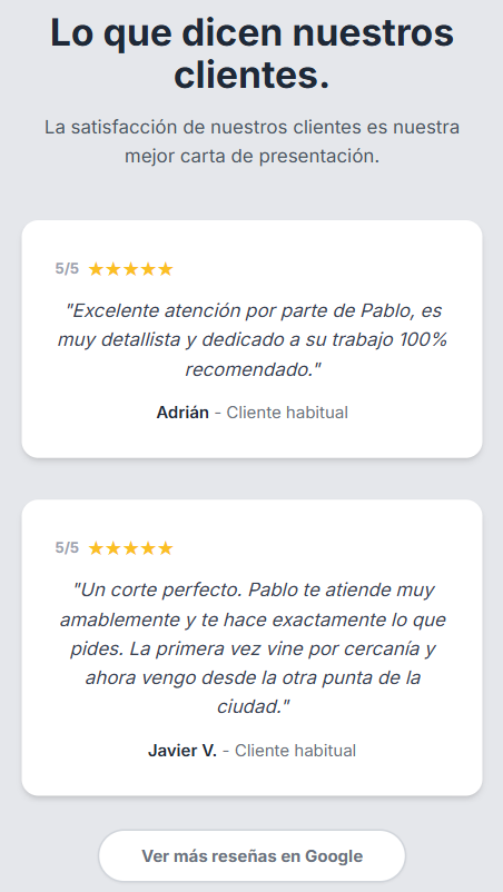 Pantalla de reseñas del sistema